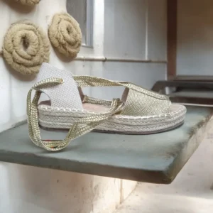 Calzaro Alpargatas | Alpargata Plana Yute Tiras Tobilleras 861 Oro.