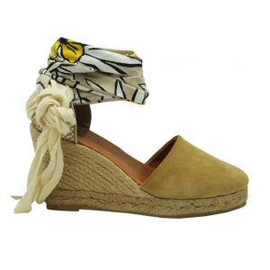 Calzaro Alpargatas | Alpargata Valenciana Cuña Alta Yute Piel 23450 Camel.