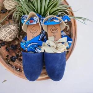 Calzaro Alpargatas | Alpargata Valenciana Cuña Alta Yute Piel 23450 Azul.