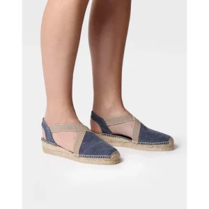 Calzaro Alpargatas | Alpargata Vegana Plana para Mujer en Tejido de Algodón-Verdi-V Azul Marino.