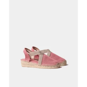 Calzaro Alpargatas | Alpargata Vegana Plana para Mujer en Tejido de Algodón-Verdi-V Blush Rojo.