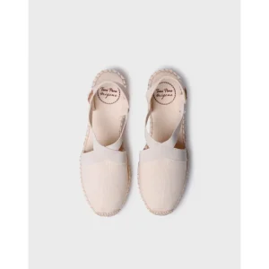 Calzaro Alpargatas | Alpargata Vegana Plana para Mujer con Elásticos Verona Crudo Beige