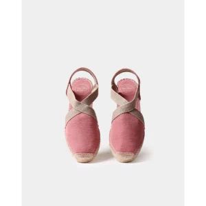 Calzaro Alpargatas | Alpargata Vegana Plana para Mujer en Tejido de Algodón-Verdi-V Blush Rojo.