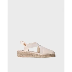 Calzaro Alpargatas | Alpargata Vegana Plana para Mujer con Elásticos Verona Crudo Beige