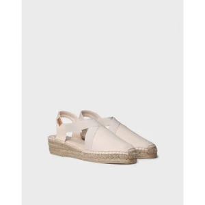 Calzaro Alpargatas | Alpargata Vegana Plana para Mujer con Elásticos Verona Crudo Beige