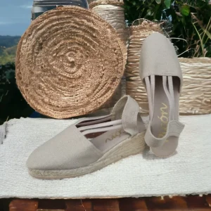 Calzaro Alpargatas | Alpargatas de Esparto Tela Piqué 835 Piedra Beige.