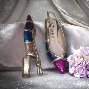 Calzaro Zapatos De Tac贸n | Bailarinas | Bailarina Rosa Destalonada con Lentejuelas 253 Multicolor.