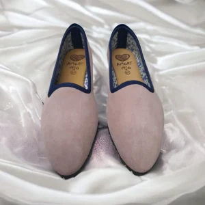 Calzaro Casual | Bailarinas | Bailarinas Venecianas de Mujer Carla en Piel Afelpada Rosa Antique.
