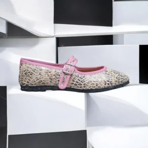 Calzaro Casual | Bailarinas | Bailarinas Venecianas Trabilla de Mujer Berta en Piel Beige Leopardo