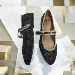 Calzaro Casual | Bailarinas | Bailarinas Venecianas Trabilla de Mujer Berta en Piel Negro Leopardo