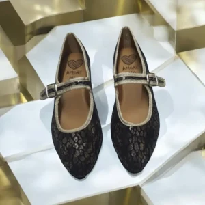 Calzaro Casual | Bailarinas | Bailarinas Venecianas Trabilla de Mujer Berta en Piel Negro Leopardo