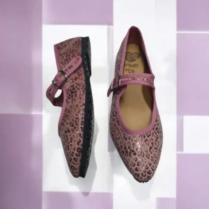 Calzaro Bailarinas | Casual | Bailarinas Venecianas Trabilla de Mujer Berta en Piel Rosa Leopardo