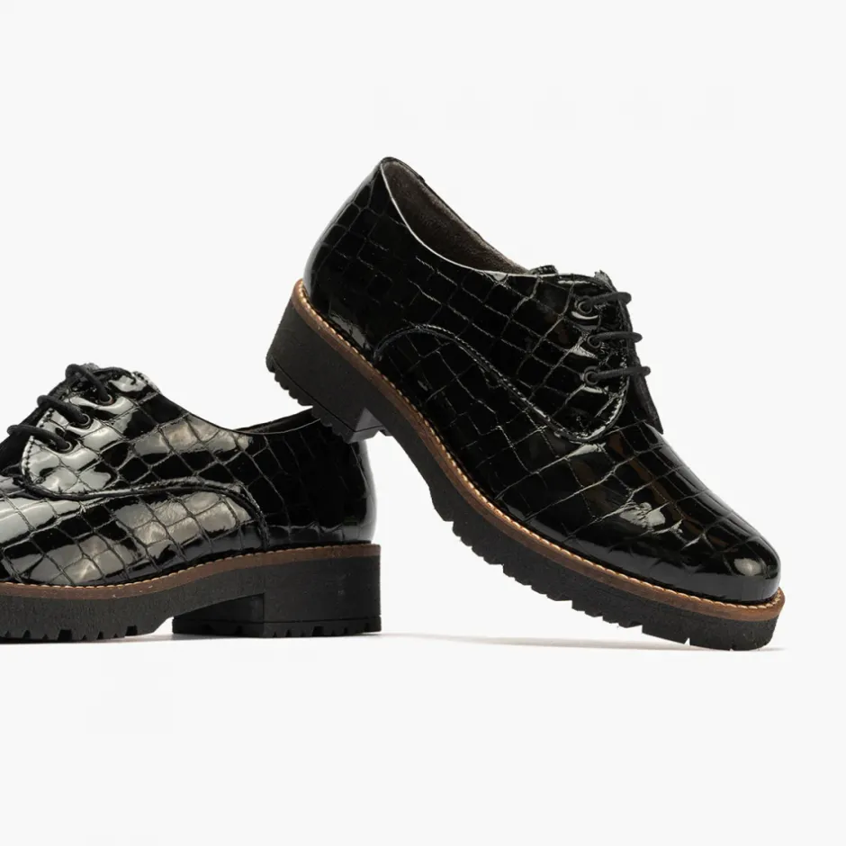 blucher__en_coco_para_muj_0.webp Calzaro Zapatos Con Cordones | Confort | Blucher 10081 en Coco para Mujer, Color Negro.