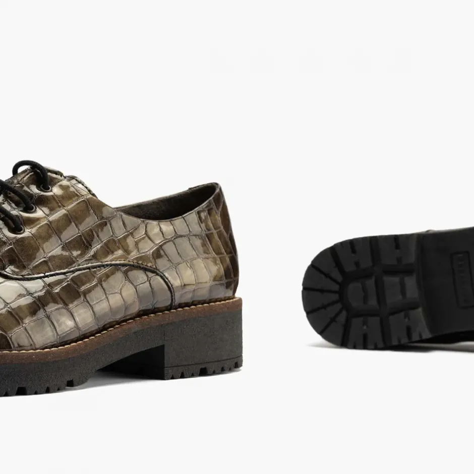 blucher__en_coco_para_muj_1-1.webp Calzaro Zapatos Con Cordones | Confort | Blucher 10081 en Coco para Mujer, Color Humo.