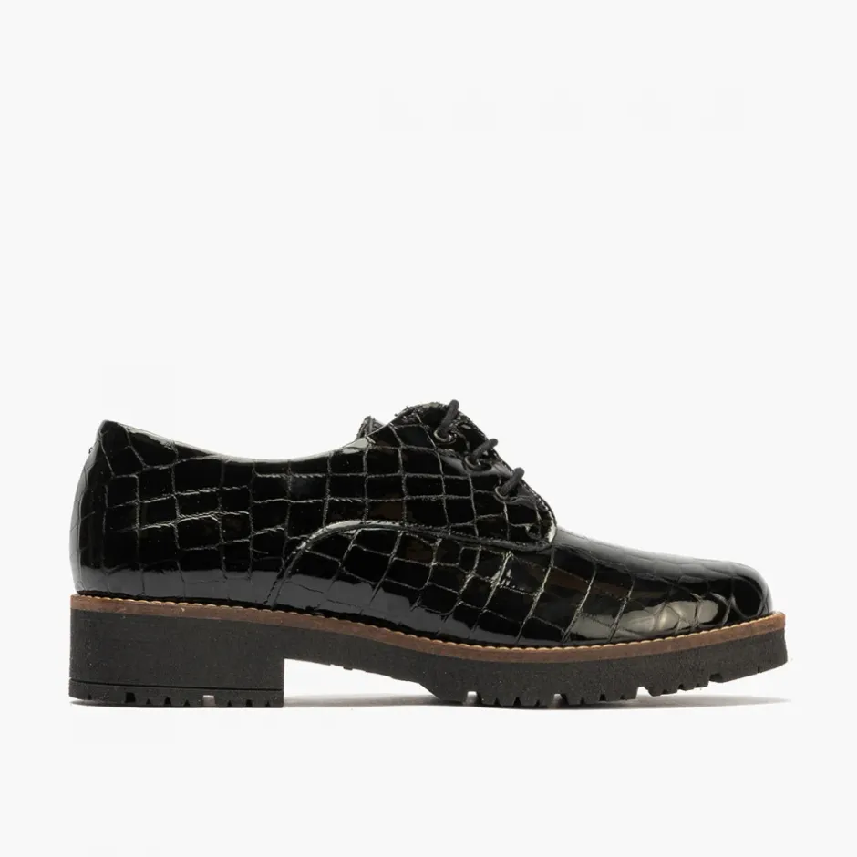 blucher__en_coco_para_muj_1.webp Calzaro Zapatos Con Cordones | Confort | Blucher 10081 en Coco para Mujer, Color Negro.