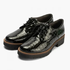 Calzaro Zapatos Con Cordones | Confort | Blucher 10081 en Coco para Mujer, Color Negro.