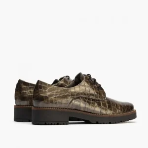Calzaro Zapatos Con Cordones | Confort | Blucher 10081 en Coco para Mujer, Color Humo.