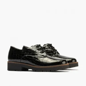 Calzaro Zapatos Con Cordones | Confort | Blucher 10081 en Coco para Mujer, Color Negro.