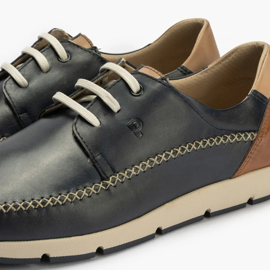 blucher_bordn_hombre__sli_0.webp Calzaro Zapatos Con Cordones | Blucher Bordón Hombre 4051 Slip en Piel con Cordones Azul Marino
