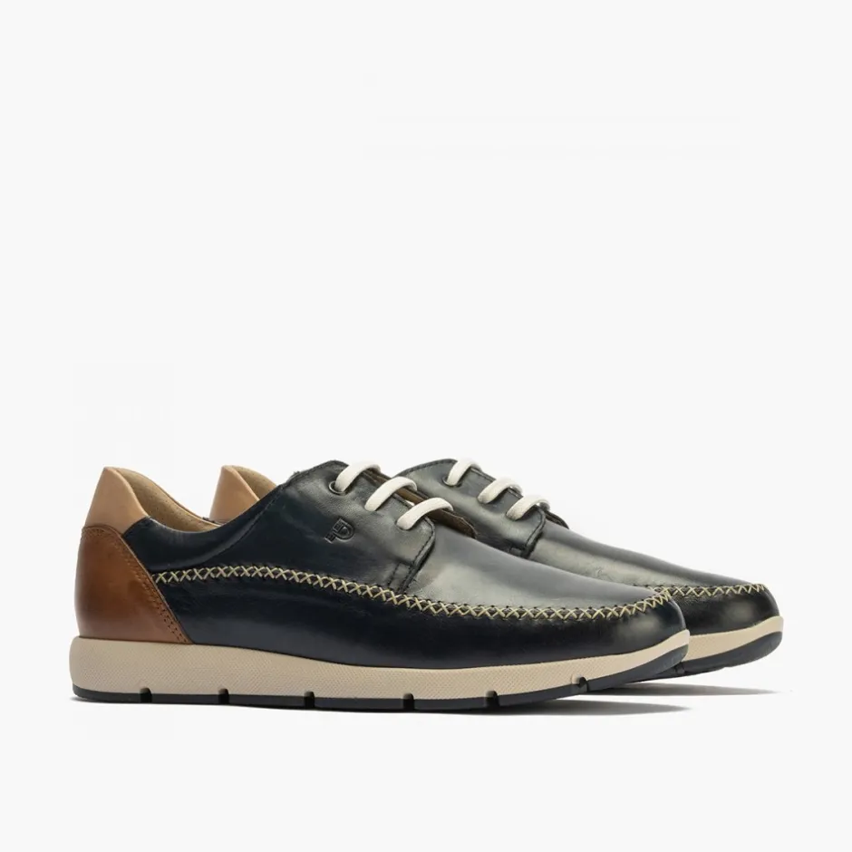 blucher_bordn_hombre__sli_1.webp Calzaro Zapatos Con Cordones | Blucher Bordón Hombre 4051 Slip en Piel con Cordones Azul Marino