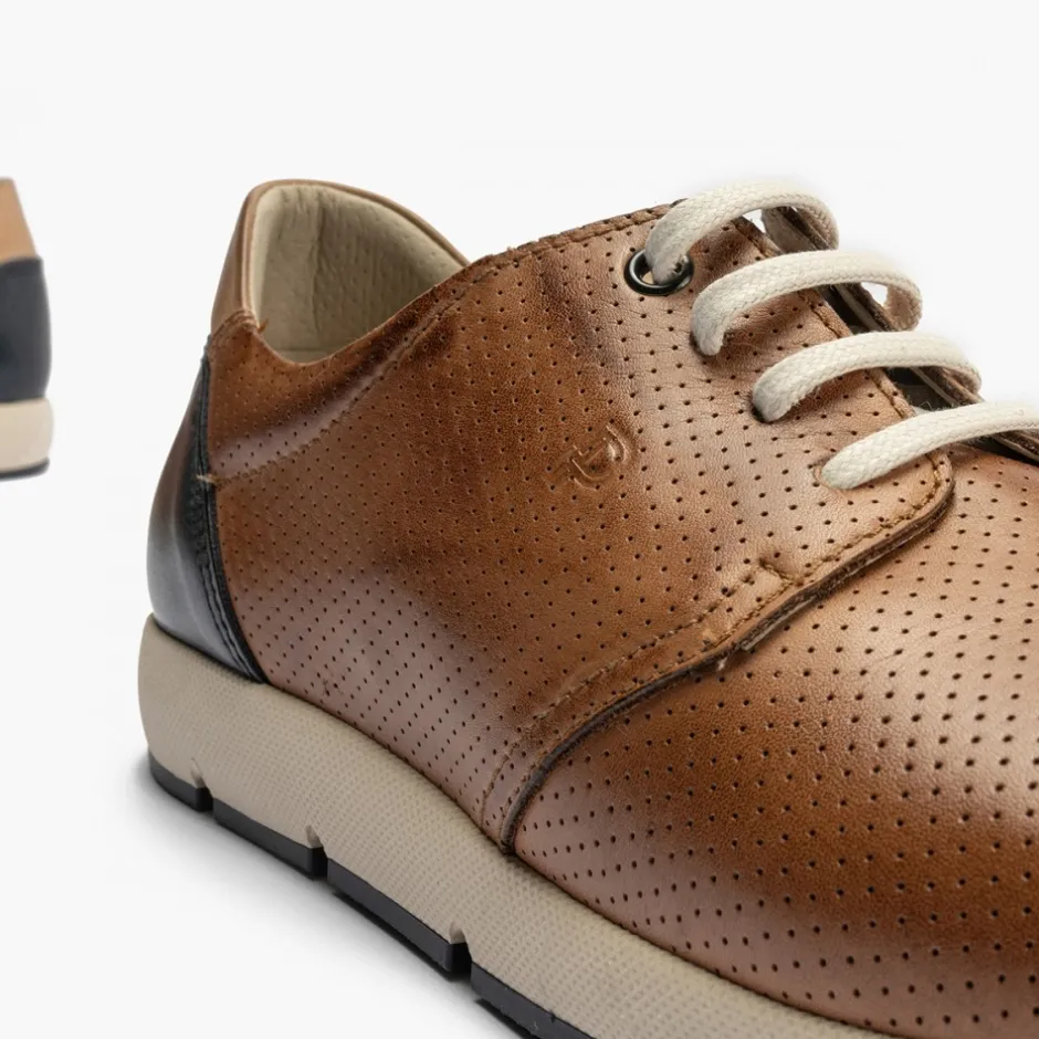 blucher_casual_hombre_pie_0.webp Calzaro Zapatos Con Cordones | Blucher Casual Hombre Piel Cordones 4054 Slip en Marrón Claro Cuero