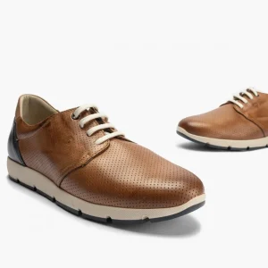 Calzaro Zapatos Con Cordones | Blucher Casual Hombre Piel Cordones 4054 Slip en Marrón Claro Cuero