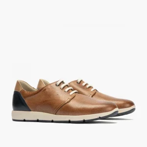 Calzaro Zapatos Con Cordones | Blucher Casual Hombre Piel Cordones 4054 Slip en Marrón Claro Cuero