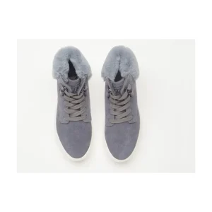 Calzaro Botas De Pelo | Bota Cordón Pelo Frida Serraje Gris Malva