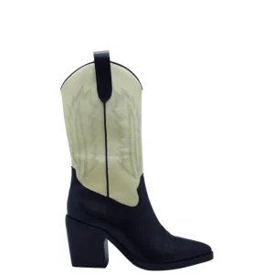 Calzaro Botas Cowboy | Bota Cowboy 23959 Negro Beige Piel Combinada