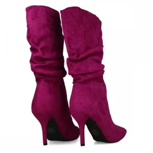 Calzaro Botas Y Botines Mujer | Bota Fantasía Brillantes 24571Magenta Violeta.