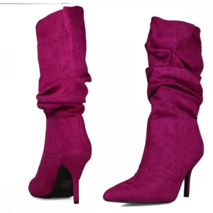 Calzaro Botas Y Botines Mujer | Bota Fantasía Brillantes 24571Magenta Violeta.