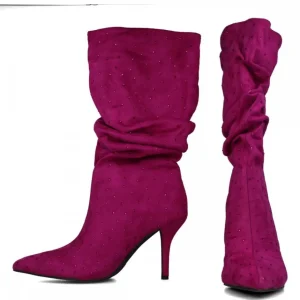 Calzaro Botas Y Botines Mujer | Bota Fantasía Brillantes 24571Magenta Violeta.