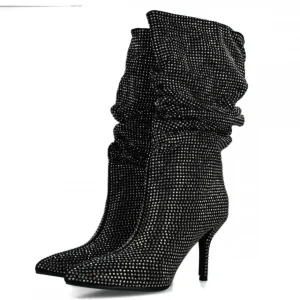 Calzaro Botas Y Botines Mujer | Bota Fantasía Strass 24574 Negro.