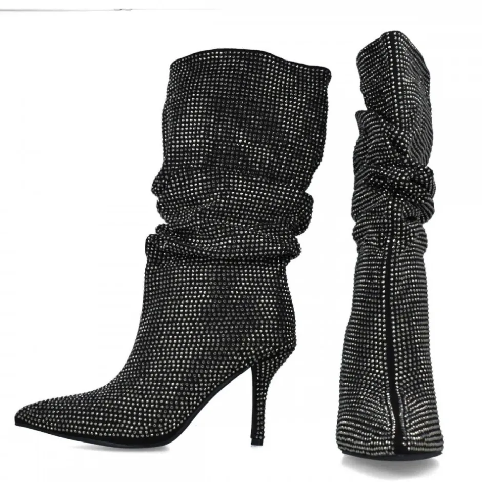 bota_fantasa_strass__negr_4.webp Calzaro Botas Y Botines Mujer | Bota Fantasía Strass 24574 Negro.