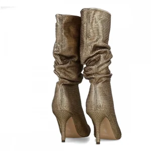 Calzaro Botas Y Botines Mujer | Bota Fantasía Strass 24574 Oro.