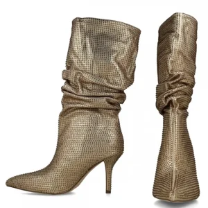 Calzaro Botas Y Botines Mujer | Bota Fantasía Strass 24574 Oro.