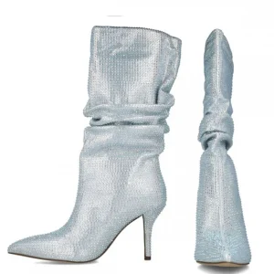 Calzaro Botas Y Botines Mujer | Bota Fantasía Strass 24574 Plata.