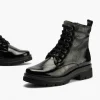 Calzaro Botas Y Botines Mujer | Botas Bajas Y Botines | Bota Militar 10099 en Charol Mujer Color Negro.