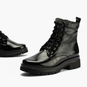 Calzaro Botas Y Botines Mujer | Botas Bajas Y Botines | Bota Militar 10099 en Charol Mujer Color Negro.