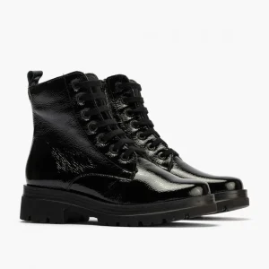 Calzaro Botas Y Botines Mujer | Botas Bajas Y Botines | Bota Militar 10099 en Charol Mujer Color Negro.
