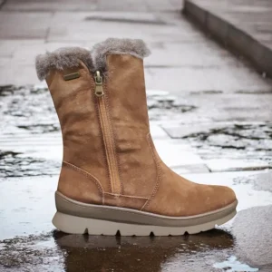 Calzaro Casual | Botas De Pelo | Bota Mujer Pelo Serraje Tabaco Membrana Impermeable 9072 Water Proof