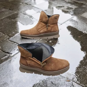 Calzaro Casual | Botas Y Botines Mujer | Bota Mujer Serraje Tabaco Membrana Impermeable 9073 Water Proof
