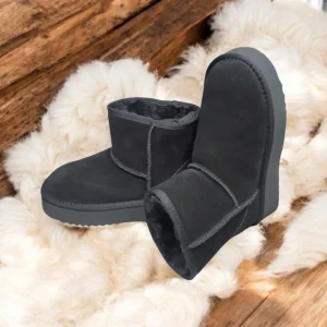 Calzaro Casual | Botas De Pelo | Bota Pelo Lescun Serraje Negro Tipo Australiano.