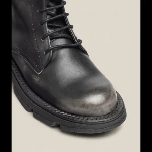 Calzaro Botas Bajas Y Botines | Botin Militar Plano Elze 003 Gris Plomo.