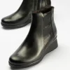 Calzaro Confort | Botines 1626 Cuña Micro Lucido/Tejus Negro