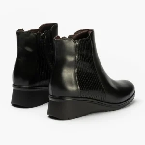 Calzaro Confort | Botines 1626 Cuña Micro Lucido/Tejus Negro