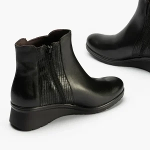 Calzaro Confort | Botines 1626 Cuña Micro Lucido/Tejus Negro