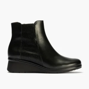 Calzaro Confort | Botines 1626 Cuña Micro Lucido/Tejus Negro