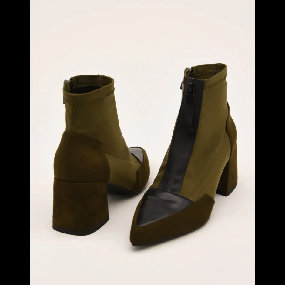 botines_en_verde_y_negro__0.webp Calzaro Botas Y Botines Mujer | Botines en Verde y Negro 462J006 con Cremallera Frontal.