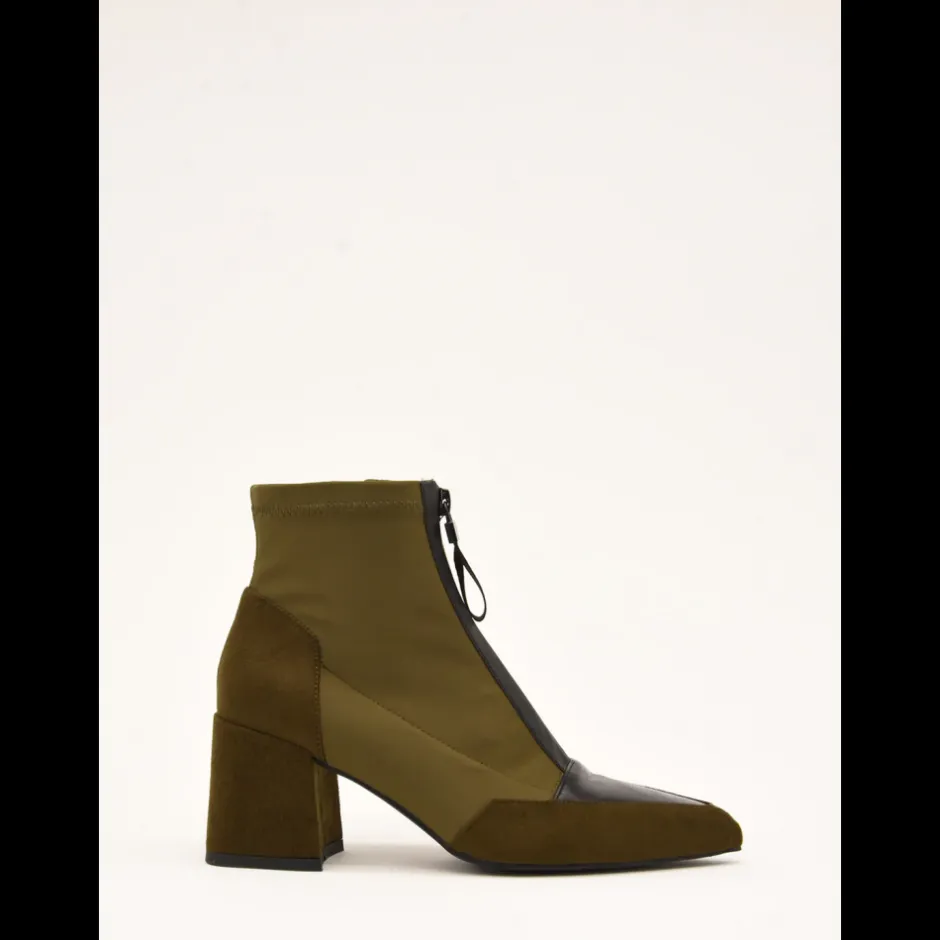 botines_en_verde_y_negro__6.webp Calzaro Botas Y Botines Mujer | Botines en Verde y Negro 462J006 con Cremallera Frontal.